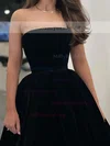 A-line Strapless Velvet Tea-length Homecoming Dresses #Milly020111491