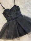 A-line V-neck Glitter Short/Mini Homecoming Dresses With Appliques Lace #Milly020111493