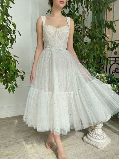 Ball Gown Sweetheart Glitter Tea-length Homecoming Dresses With Pockets #Milly020111543