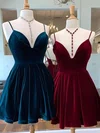 A-line V-neck Velvet Short/Mini Homecoming Dresses #Milly020111557