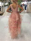 A-line V-neck Tulle Asymmetrical Homecoming Dresses With Lace #Milly020111572