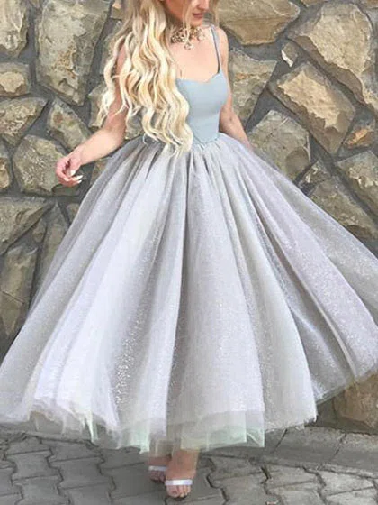 Ball Gown V-neck Tulle Ruched Long Homecoming Dresses #Milly020111576