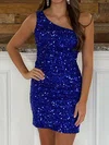 Sparkly Royal Blue Bodycon Sequin One Shoulder Homecoming Dresses #Milly020111589