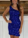 Sheath/Column One Shoulder Sequined Short/Mini Homecoming Dresses #Milly020111589