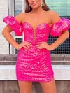 Sheath/Column V-neck Sequined Short/Mini Homecoming Dresses With Split Front #Milly020111711