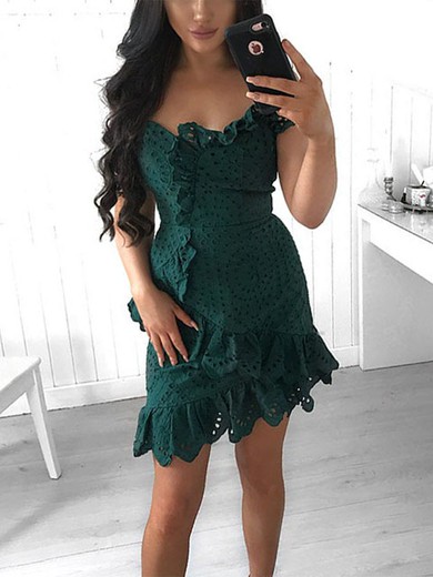 Green Lace Ruffles Bodycon Mini Dress #Milly020111755