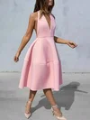 Ball Gown Halter Satin Tea-length Homecoming Dresses #Milly020111795