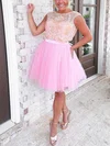 Ball Gown Illusion Tulle Short/Mini Homecoming Dresses With Beading #Milly020111797
