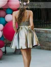 A-line V-neck Shimmer Crepe Short/Mini Homecoming Dresses With Pockets #Milly020111800