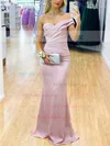 Trumpet/Mermaid Off-the-shoulder Silk-like Satin Floor-length Prom Dresses With Ruffles #Milly020111818