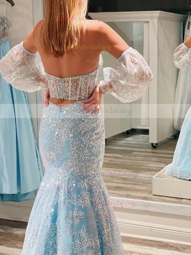 Mermaid Sweetheart Sparkly Sequin Prom Dresses With Puff Sleeve #Milly020111823