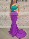 Trumpet/Mermaid One Shoulder Jersey Sweep Train Prom Dresses #Milly020111825