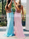 Sheath/Column Scoop Neck Sequined Sweep Train Prom Dresses #Milly020111875
