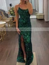 Sheath/Column Scoop Neck Sequined Sweep Train Prom Dresses With Split Front #Milly020111887
