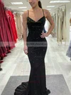 Trumpet/Mermaid Cowl Neck Glitter Sweep Train Prom Dresses #Milly020111966