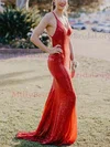 Trumpet/Mermaid V-neck Sequined Sweep Train Prom Dresses #Milly020111975