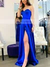 A-line Sweetheart Silk-like Satin Floor-length Prom Dresses With Split Front #Milly020112006