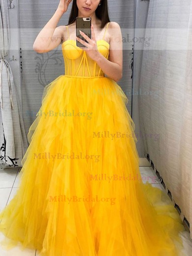Princess Sweetheart Tulle Sweep Train Prom Dresses #Milly020112019