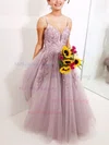 A-line V-neck Tulle Floor-length Prom Dresses With Appliques Lace #Milly020112022