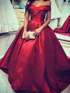 Ball Gown Off-the-shoulder Satin Sweep Train Prom Dresses #Milly020112059