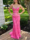 Trumpet/Mermaid Sweetheart Tulle Sweep Train Prom Dresses With Appliques Lace #Milly020112068