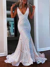 Trumpet/Mermaid V-neck Sequined Sweep Train Prom Dresses #Milly020112100