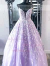 Princess V-neck Tulle Sweep Train Prom Dresses With Split Front #Milly020112122