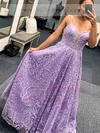 A-line V-neck Lace Floor-length Prom Dresses #Milly020112152