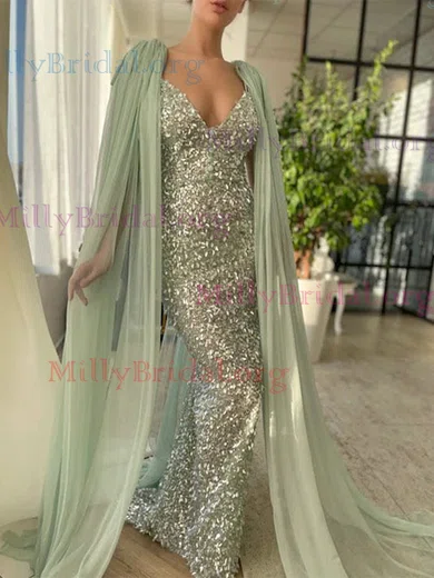 Sheath/Column V-neck Sparkly Sequin Prom Dresses #Milly020112208