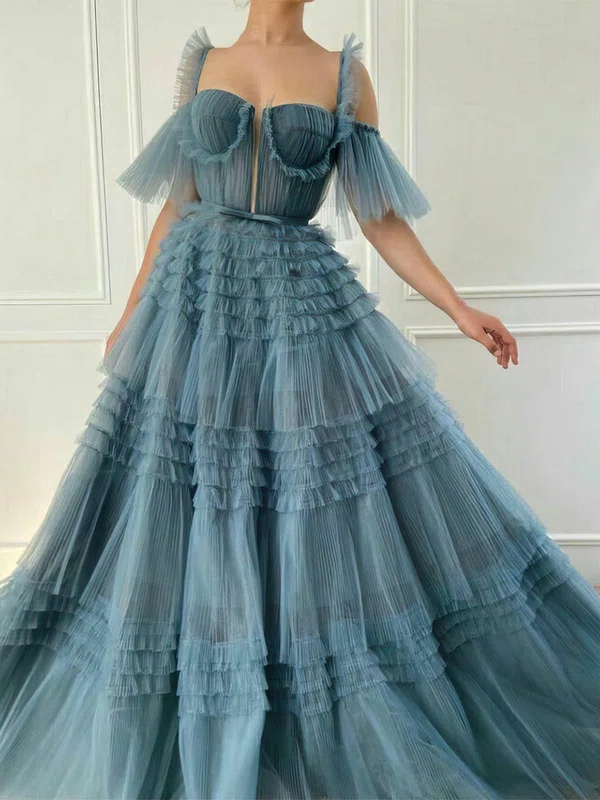 Ball Gown/Princess Sweep Train Sweetheart Tulle Tiered Prom Dresses #Milly020112214