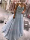 A-line Sweetheart Tulle Sweep Train Prom Dresses With Sashes / Ribbons #Milly020112236