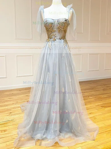 Ball Gown Sweetheart Lace Tulle Corset Prom Dresses With Appliques #Milly020112237