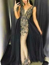 Ball Gown/Princess Floor-length V-neck Tulle Beading Prom Dresses #Milly020112262