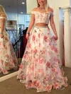 A-line Off-the-shoulder Lace Sweep Train Prom Dresses With Appliques Lace #Milly020112283