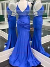Trumpet/Mermaid V-neck Jersey Sweep Train Ruffles Prom Dresses #Milly020112326
