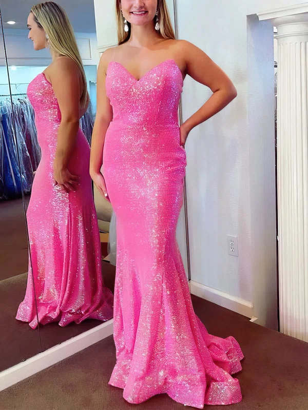 Trumpet/Mermaid Sweetheart Sequined Sweep Train Prom Dresses #Milly020112350