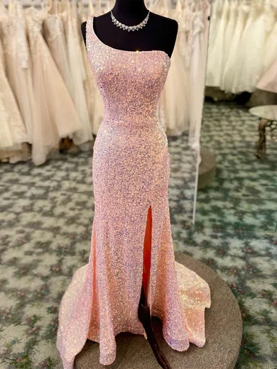 Mermaid One Shoulder Sparkly Sequin Prom Dresses #Milly020112375