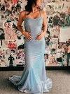 Trumpet/Mermaid Square Neckline Glitter Sweep Train Prom Dresses #Milly020112384