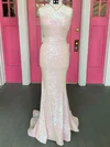Trumpet/Mermaid V-neck Sequined Sweep Train Prom Dresses #Milly020112416