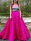 A-line Square Neckline Satin Sweep Train Prom Dresses With Beading #Milly020112429