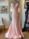 Trumpet/Mermaid V-neck Jersey Sweep Train Ruffles Prom Dresses #Milly020112464