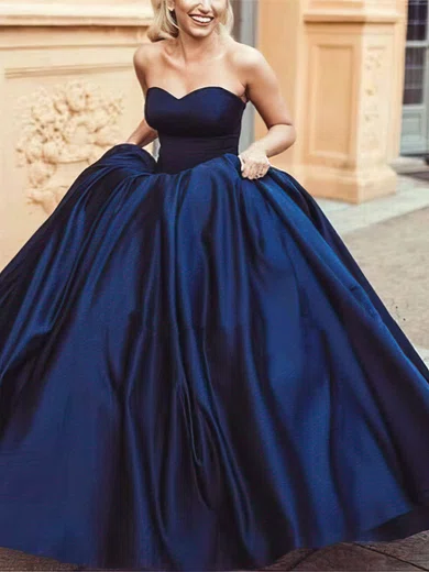 Ball Gown Sweetheart Satin Floor-length Prom Dresses #Milly020112514