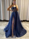 A-line Sweetheart Glitter Sweep Train Prom Dresses With Split Front #Milly020112517
