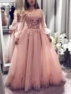 Princess Off-the-shoulder Tulle Floor-length Prom Dresses With Appliques Lace #Milly020112524