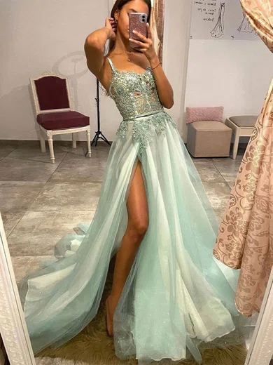 Ball Gown Sweetheart Tulle Corset Prom Dresses With Appliques #Milly020112568