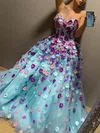 Ball Gown Sweetheart Tulle Floor-length Prom Dresses With Flower(s) #Milly020112578