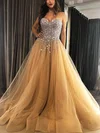 Princess Sweetheart Tulle Sweep Train Prom Dresses With Beading #Milly020112625