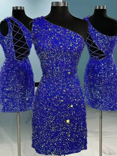 Sparkly One Shoulder Sequin Mini Dress PT020112660