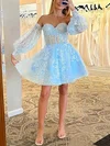 A-line Sweetheart Lace Short/Mini Short Prom Dresses #Milly020112679
