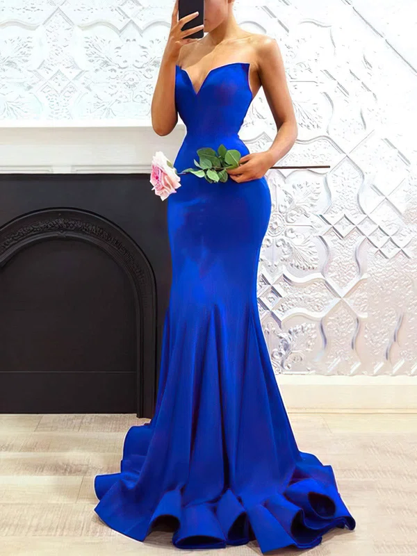 Trumpet/Mermaid V-neck Stretch Crepe Sweep Train Prom Dresses #Milly020112710